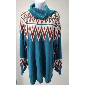 JW Vintage Fair Isle Nordic wool blend Tunic style sweater Size Large NWT